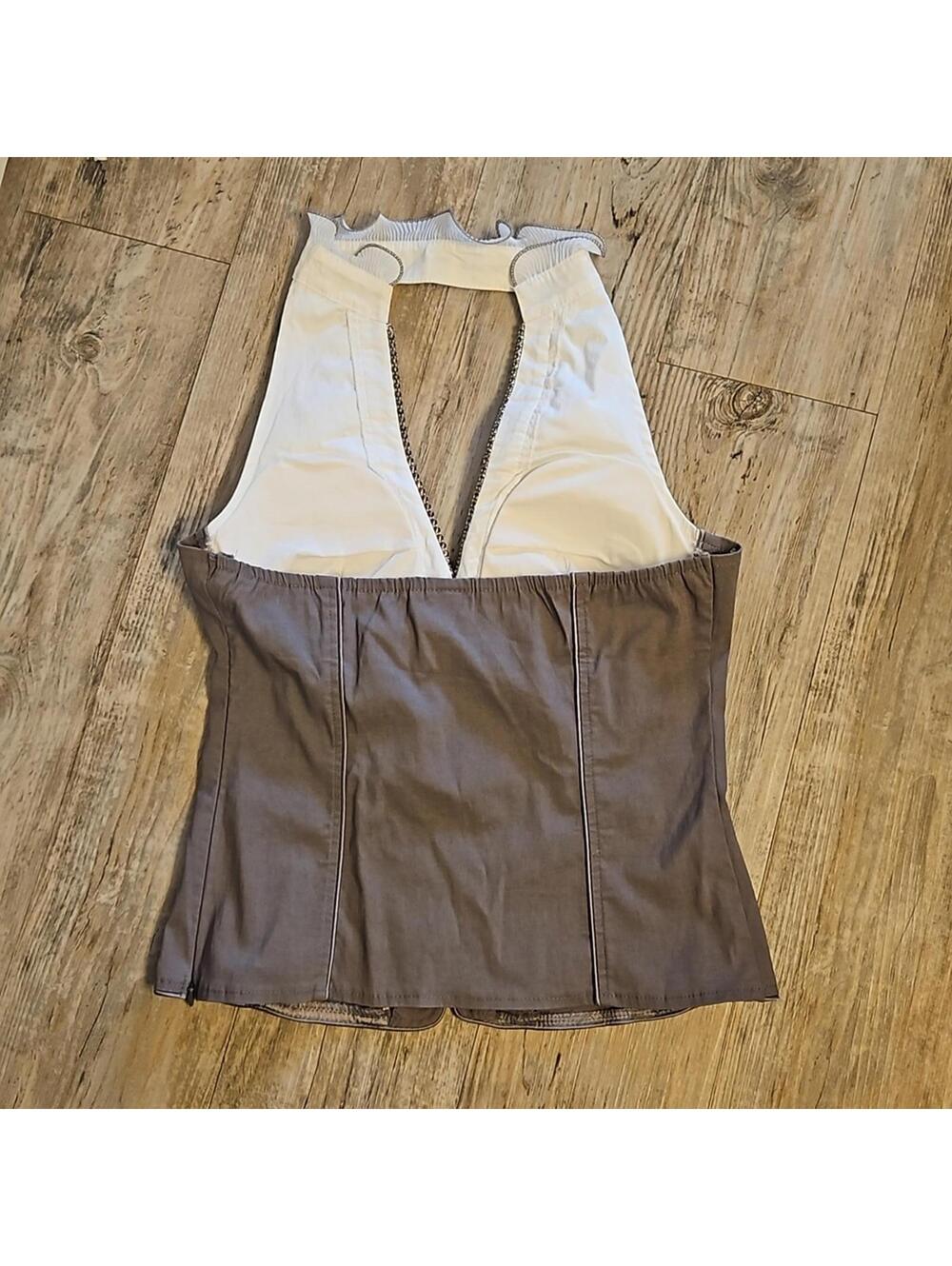 Vintage Style Corset Halter Top with Ruffle Detail - Picture 6 of 7